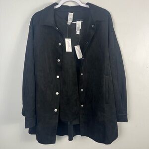 NWT MarlaWynne black Tank top and Shacket Faux Suede set size xl